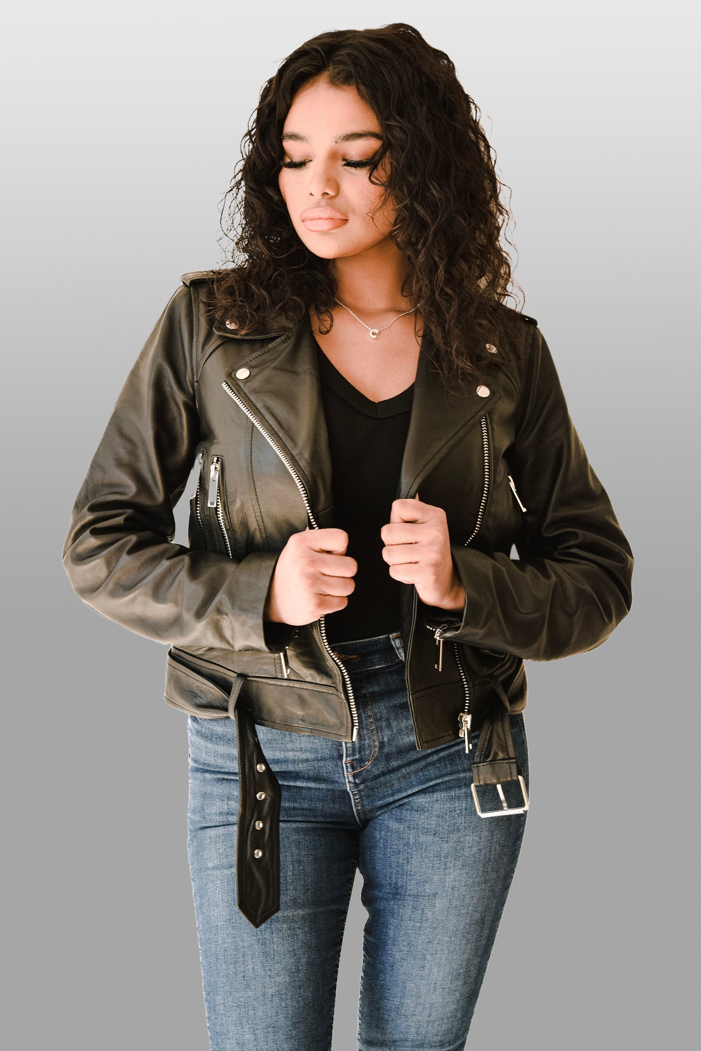 Timeless Glamour - Premium Women's Real Leather Jacket Black