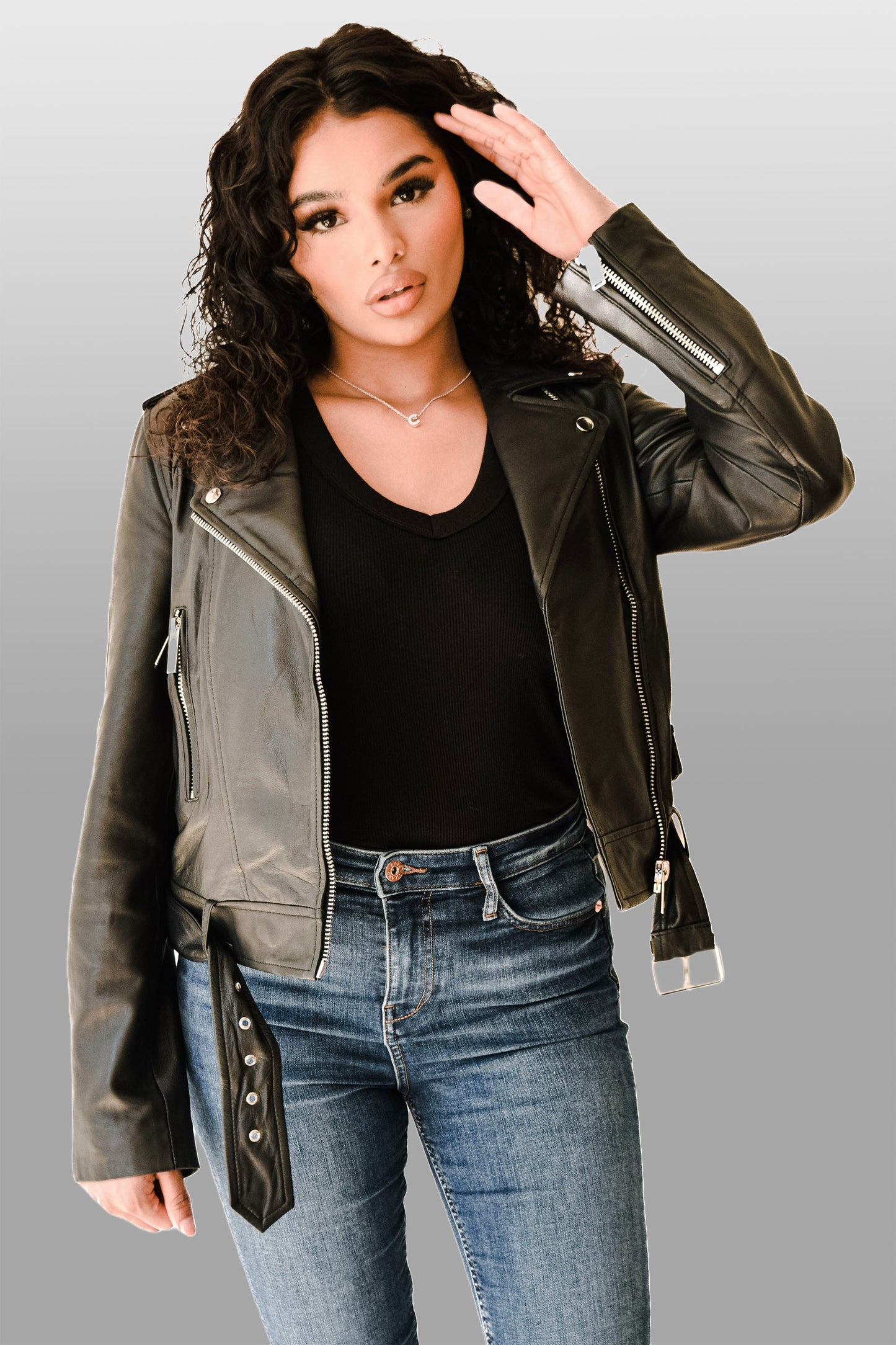 Timeless Glamour - Premium Women's Real Leather Jacket Black