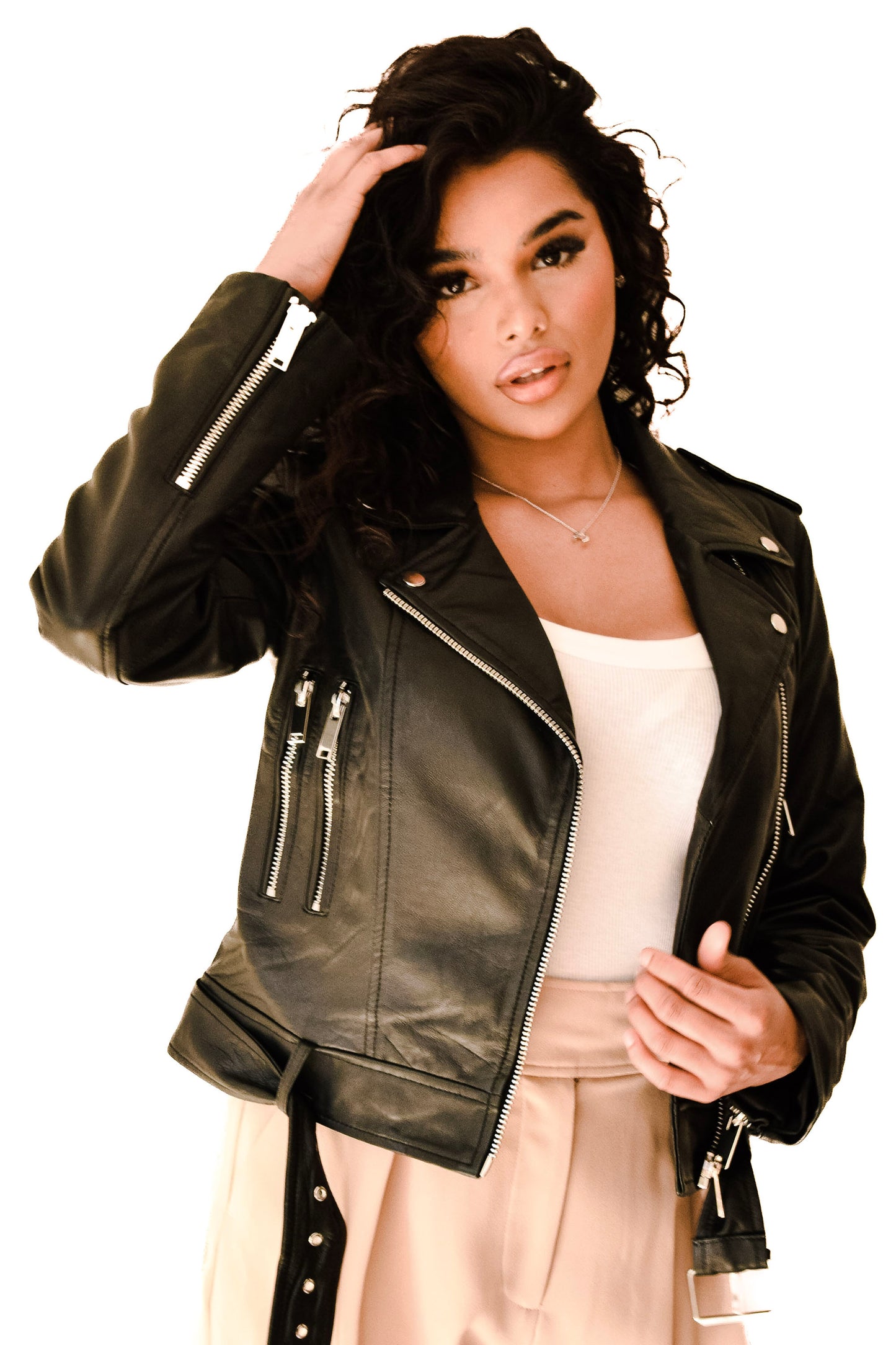 Timeless Glamour - Premium Women's Real Leather Jacket Black