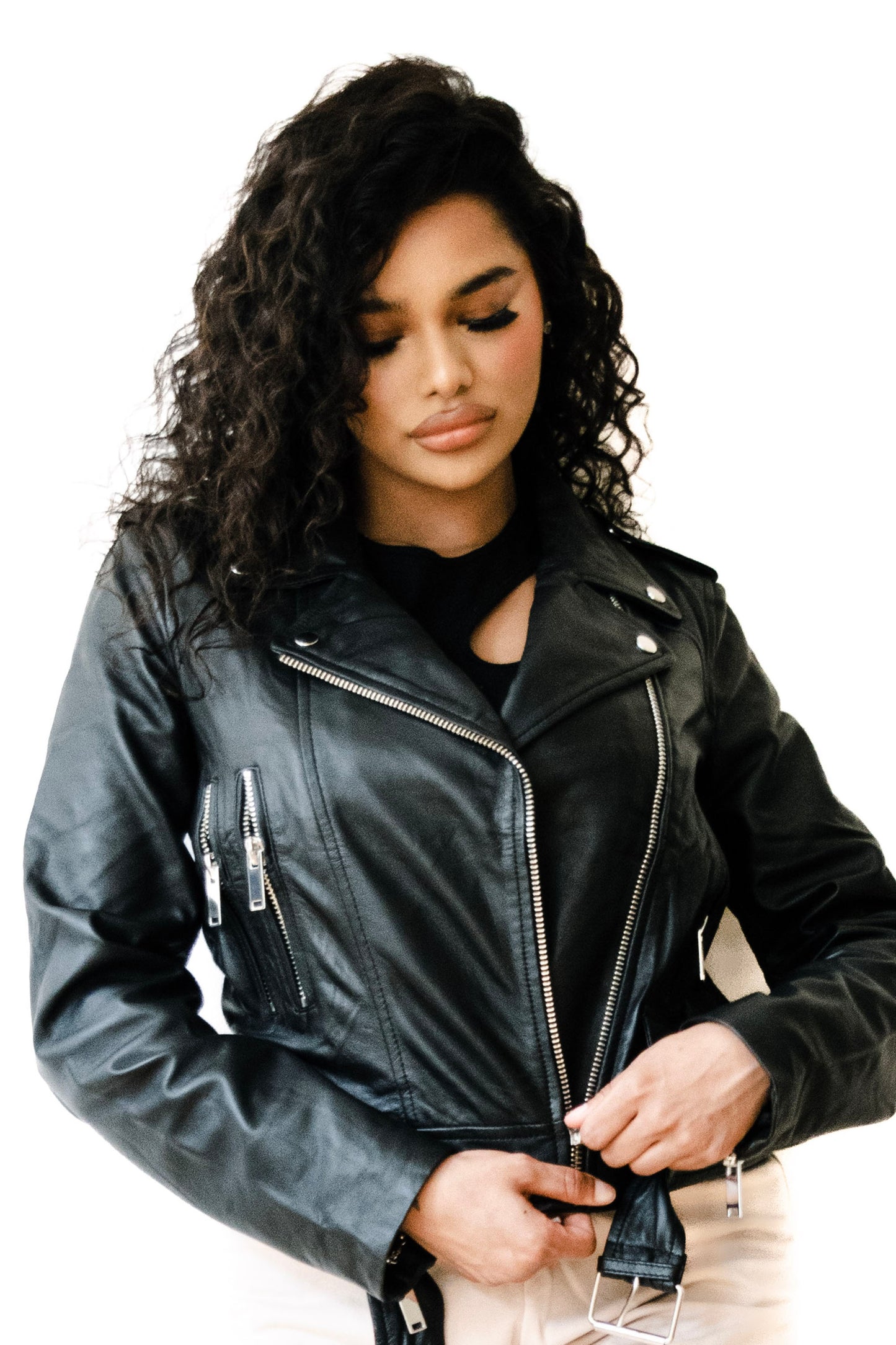 Timeless Glamour - Premium Women's Real Leather Jacket Black